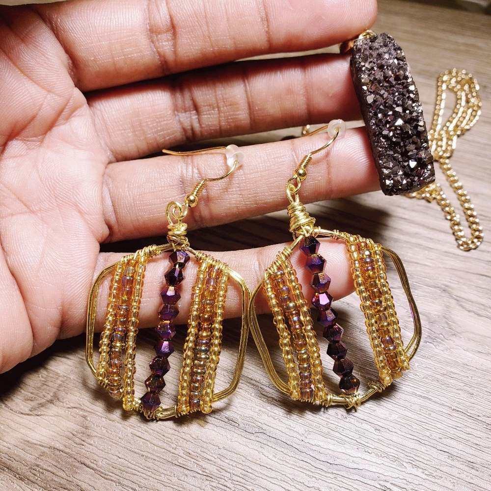 Sold. Druzy necklace and matching earrings